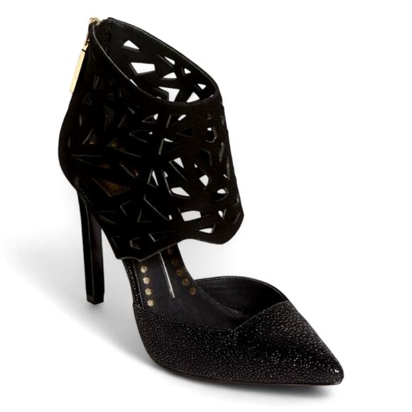 Dolce Vita Shoes - Dolce Vita Women's Kayden Pumps Size 6.5 Black Nubuck Leather Cutout Heels